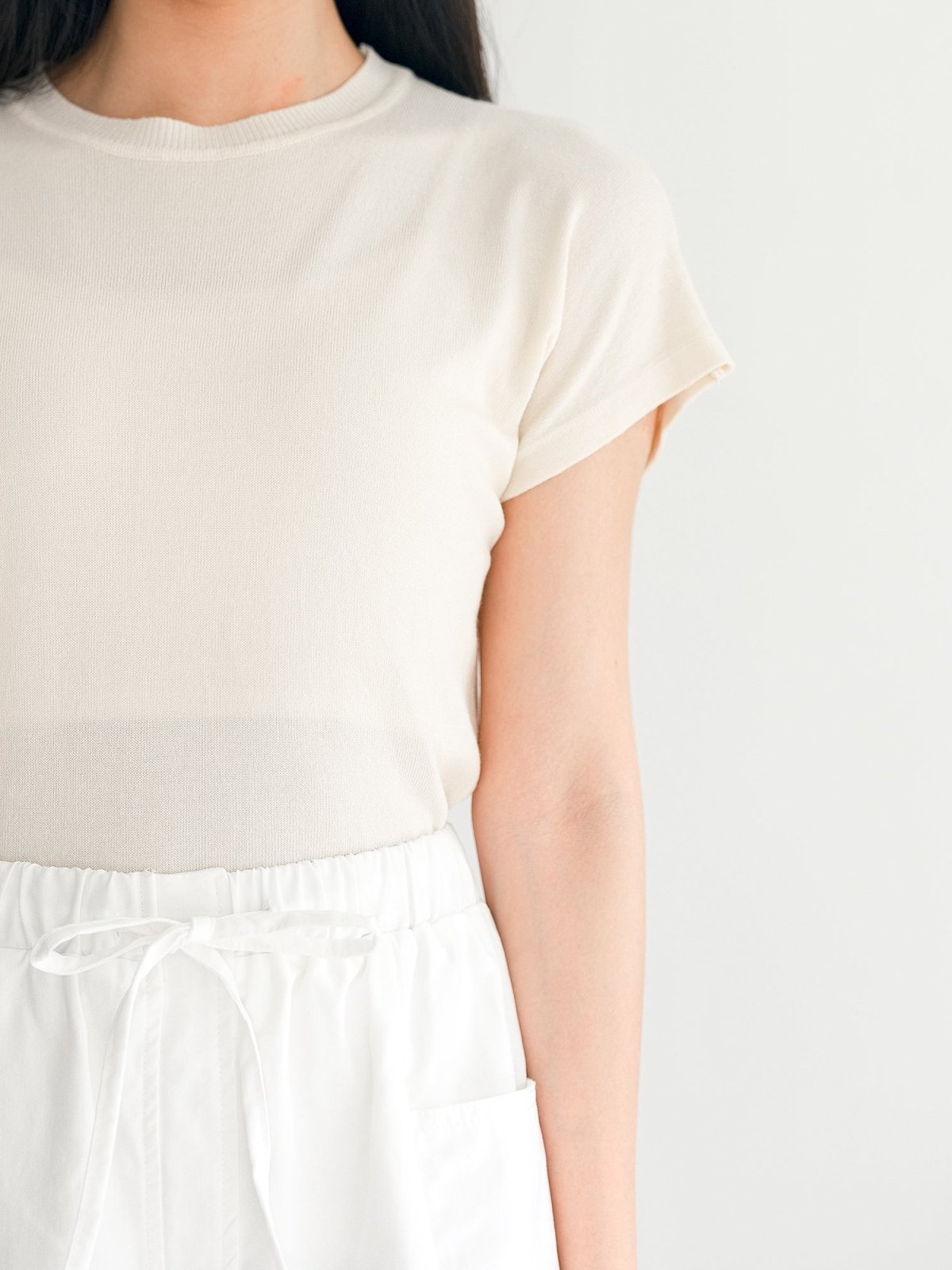 Neva Funnel Neck Knit Tee - DAG-G-220164IVORYF - Mochi Ivory - F - D'ZAGE Designs