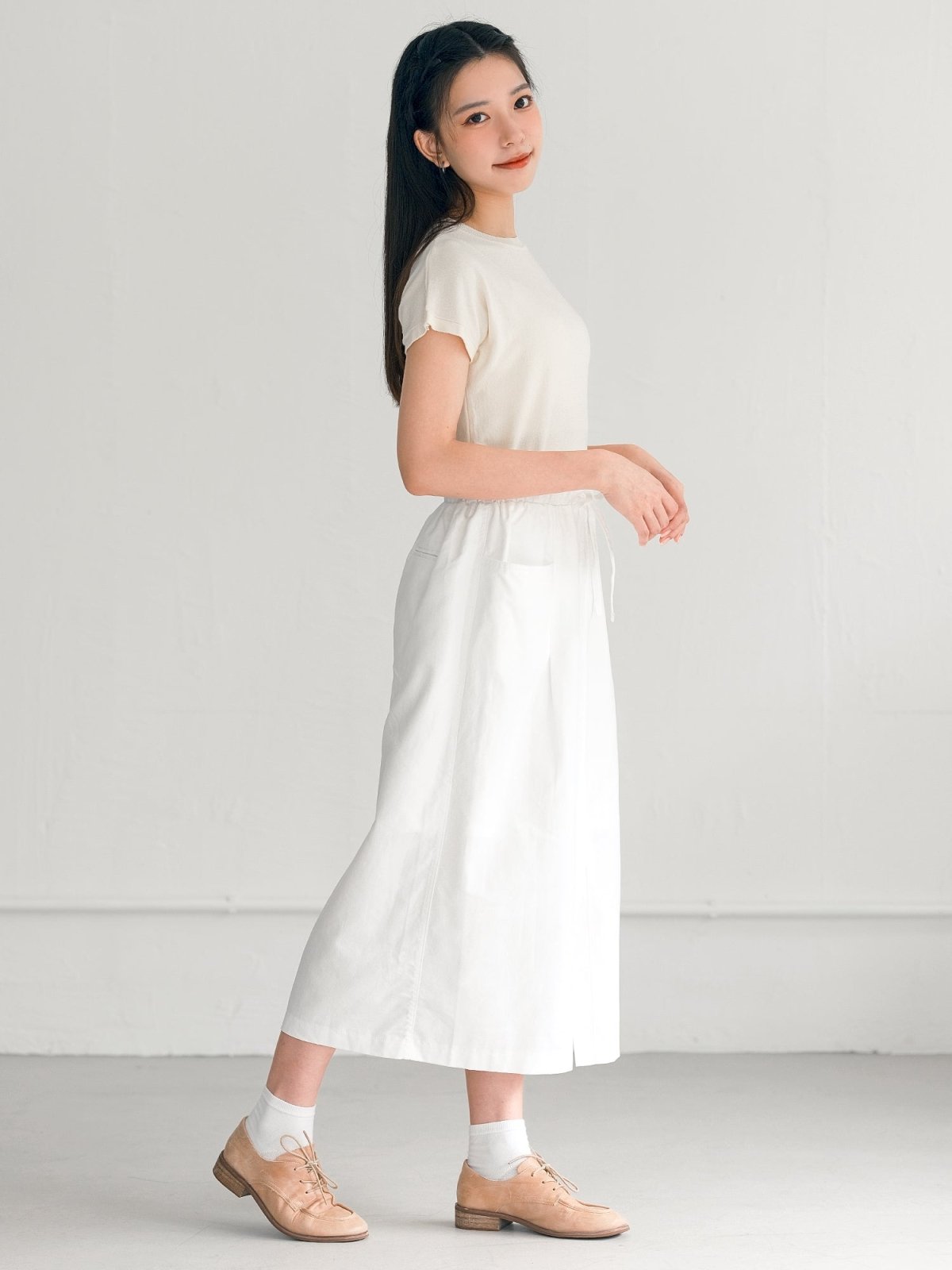 Neva Funnel Neck Knit Tee - DAG-G-220164IVORYF - Mochi Ivory - F - D'ZAGE Designs