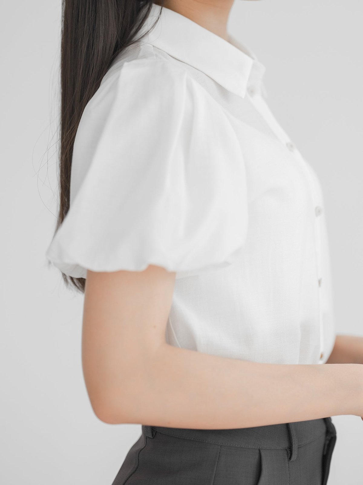Avery Puff Sleeve Chiffon Shirt - DAG-G-220156WHITES - White - F - D'ZAGE Designs