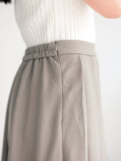 Elia Elastic-back Flowy Pleated Skirt - DAG-G-220154GREYS - Khaki Gray - S - D'ZAGE Designs