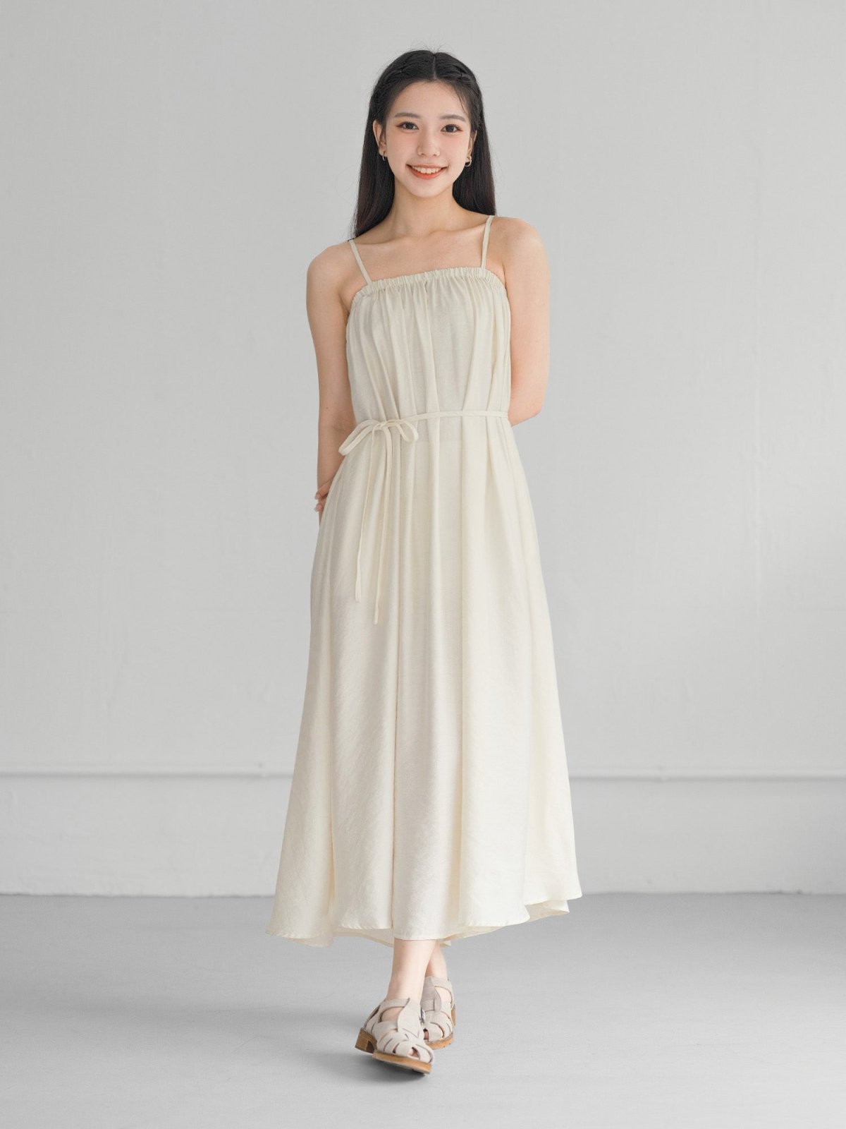 Levine Camisole Flare Dress - DAG-G-220130IvoryF - Mochi Ivory - F - D'ZAGE Designs