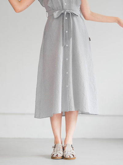 Miranda Checkered Frill Midi Dress - DAG-DD0205-23GrayGinghamF - Light Gray - F - D'ZAGE Designs