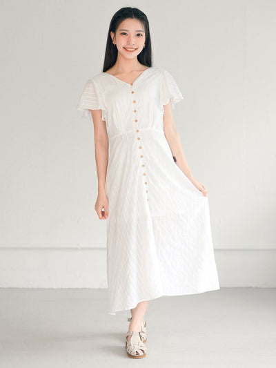 Sophia Front Slit Midi Dress - DAG-DD0338-23IvoryS - Mochi Ivory - S - D'ZAGE Designs