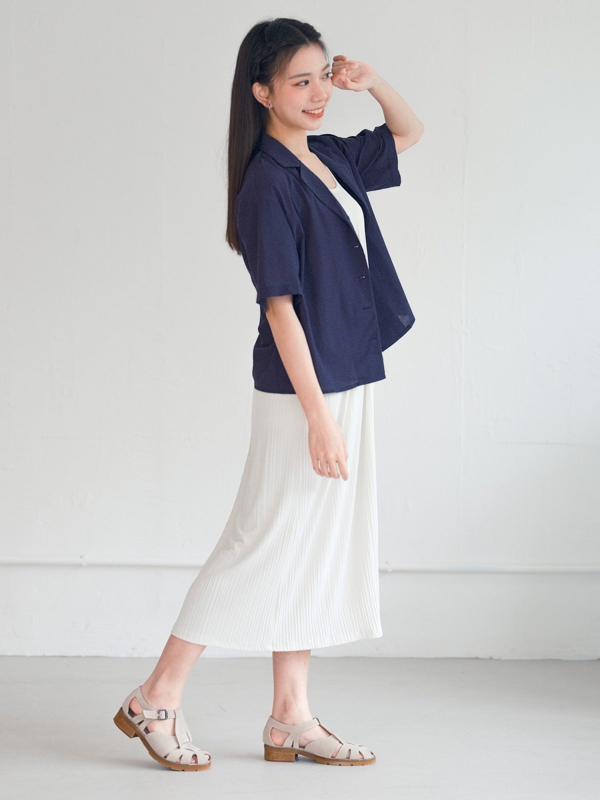 Maru Linen-Cotton Blazer - DAG-G-220143BlueF - Navy Blue - F - D'ZAGE Designs