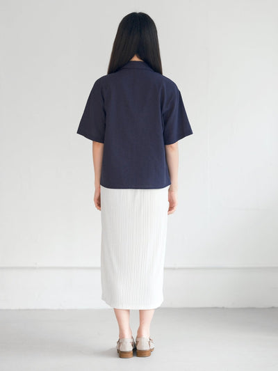 Maru Linen-Cotton Blazer - DAG-G-220143BlueF - Navy Blue - F - D'ZAGE Designs