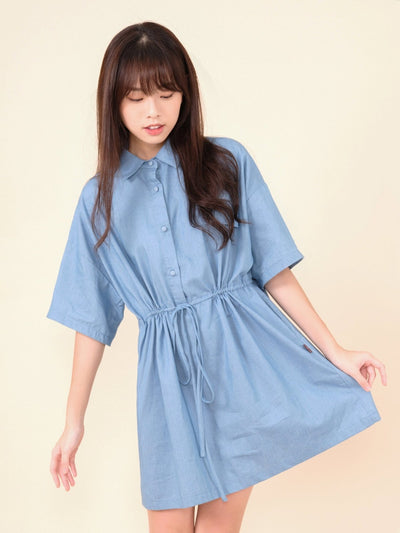 Button-down adjustable Mini Dress Light Denim - DAG-DD9146-22LightDenimF - Light Denim - F - D'ZAGE Designs
