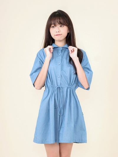 Button-down adjustable Mini Dress Light Denim - DAG-DD9146-22LightDenimF - Light Denim - F - D'ZAGE Designs