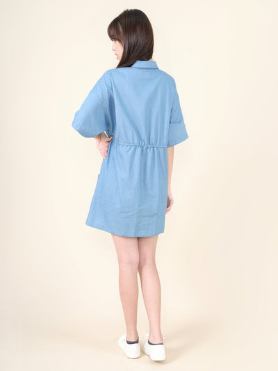 Button-down adjustable Mini Dress Light Denim - DAG-DD9146-22LightDenimF - Light Denim - F - D'ZAGE Designs