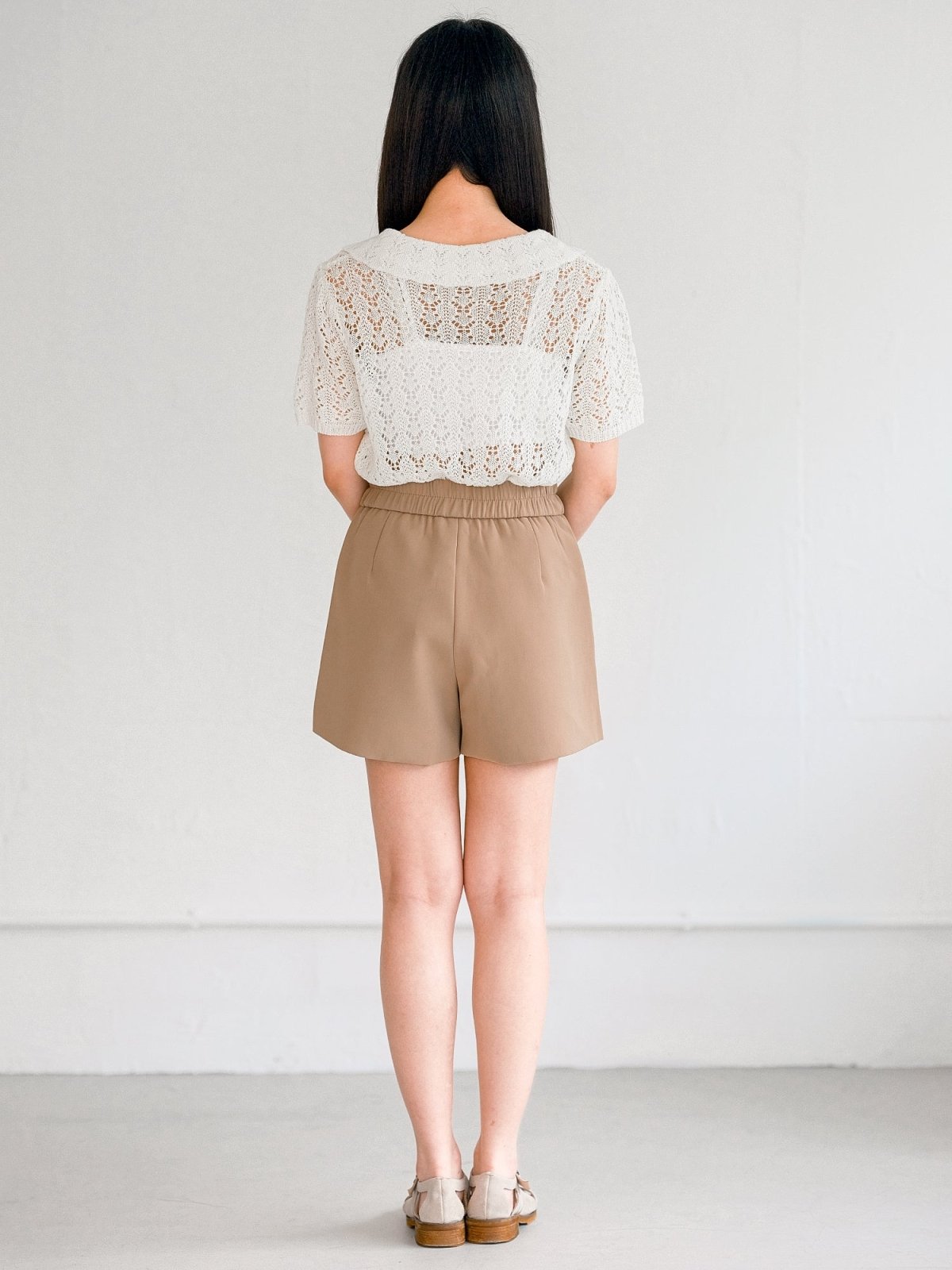 Terese Buttoned Pleated Shorts - DAG-G-220136KhakiS - Khaki Beige - S - D'ZAGE Designs