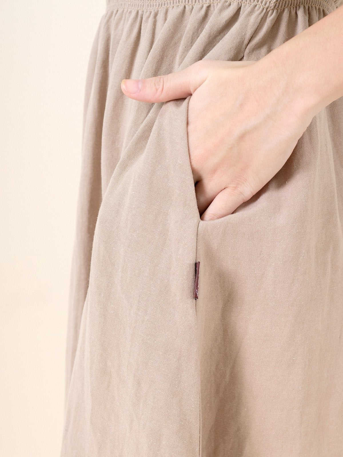 Lanna Elastic Waist Short Sleeve Dress - DAG-DD9449-22CreamF - Beige - F - D'ZAGE Designs