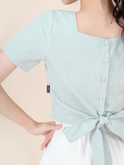 Alise Checkered Two-Way Top - DAG-DD8657-21LtGreenGinhamS - Mint White Checkers - S - D'ZAGE Designs