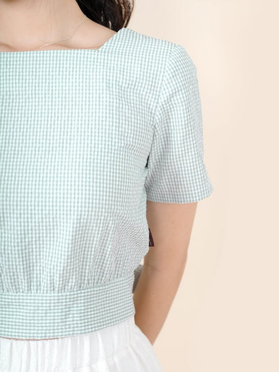 Alise Checkered Two-Way Top - DAG-DD8657-21LtGreenGinhamS - Mint White Checkers - S - D'ZAGE Designs