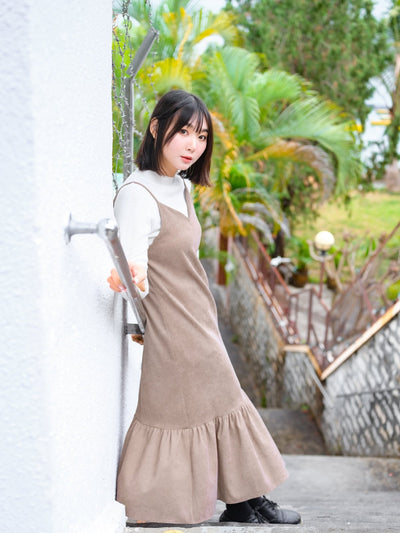 Corduroy Cami Dress - DAG-DD8795-21CreamF - Light Brown - F - D'ZAGE Designs