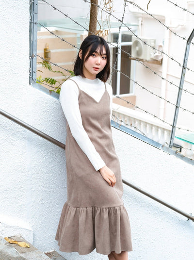 Corduroy Cami Dress - DAG-DD8795-21CreamF - Light Brown - F - D'ZAGE Designs