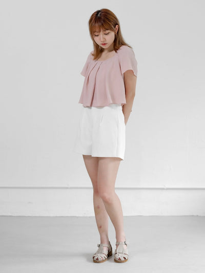 Gwen Chiffon Pleated Top - DAG-DD0826-23DustyPinkS - Dusty Pink - S - D'ZAGE Designs