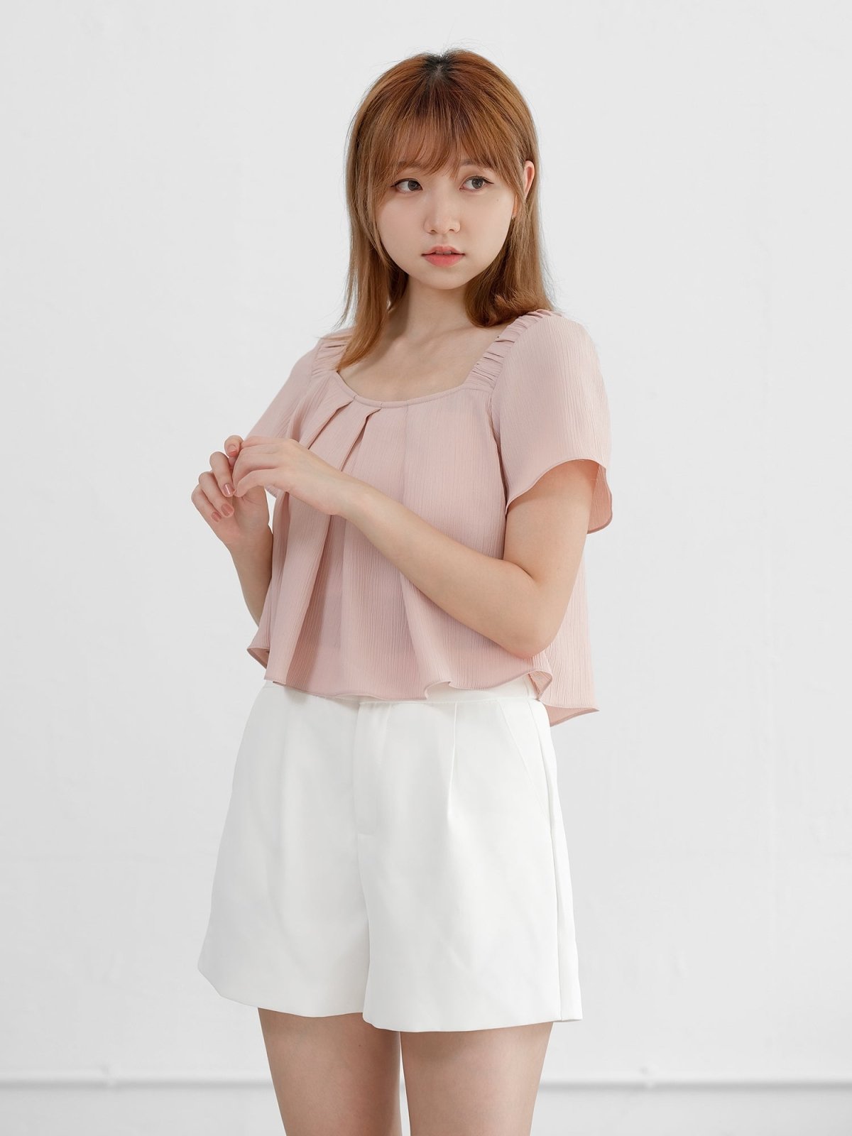 Gwen Chiffon Pleated Top - DAG-DD0826-23DustyPinkS - Dusty Pink - S - D'ZAGE Designs