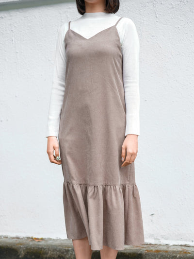 Corduroy Cami Dress - DAG-DD8795-21CreamF - Light Brown - F - D'ZAGE Designs