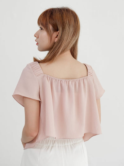 Gwen Chiffon Pleated Top - DAG-DD0826-23DustyPinkS - Dusty Pink - S - D'ZAGE Designs