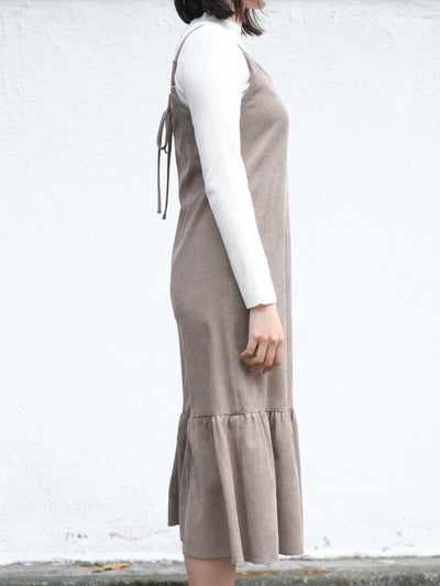 Corduroy Cami Dress - DAG-DD8795-21CreamF - Light Brown - F - D'ZAGE Designs