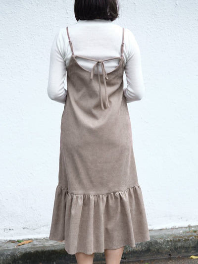 Corduroy Cami Dress - DAG-DD8795-21CreamF - Light Brown - F - D'ZAGE Designs