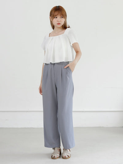 Gwen Chiffon Pleated Top - DAG-DD0826-23WhiteS - White - S - D'ZAGE Designs