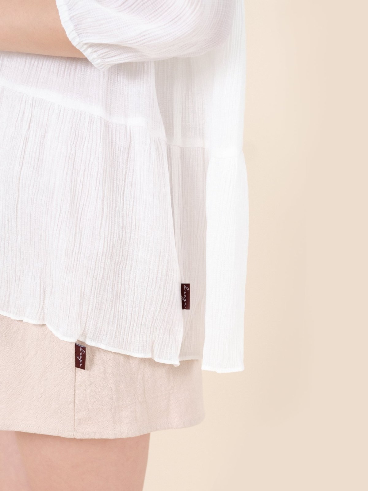 Tiered Button-up Top - DAG-DD8796-21WhiteF - Mochi Ivory - F - D'ZAGE Designs