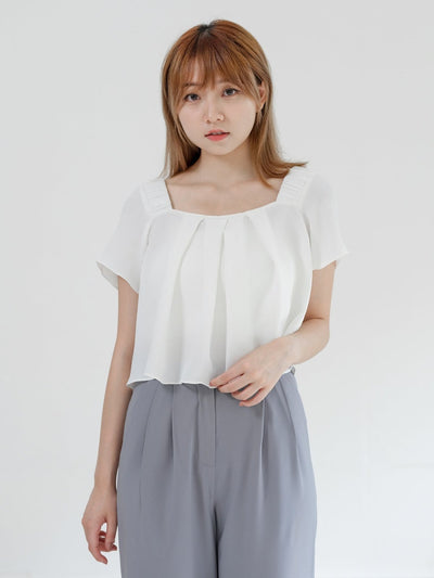 Gwen Chiffon Pleated Top - DAG-DD0826-23WhiteS - White - S - D'ZAGE Designs
