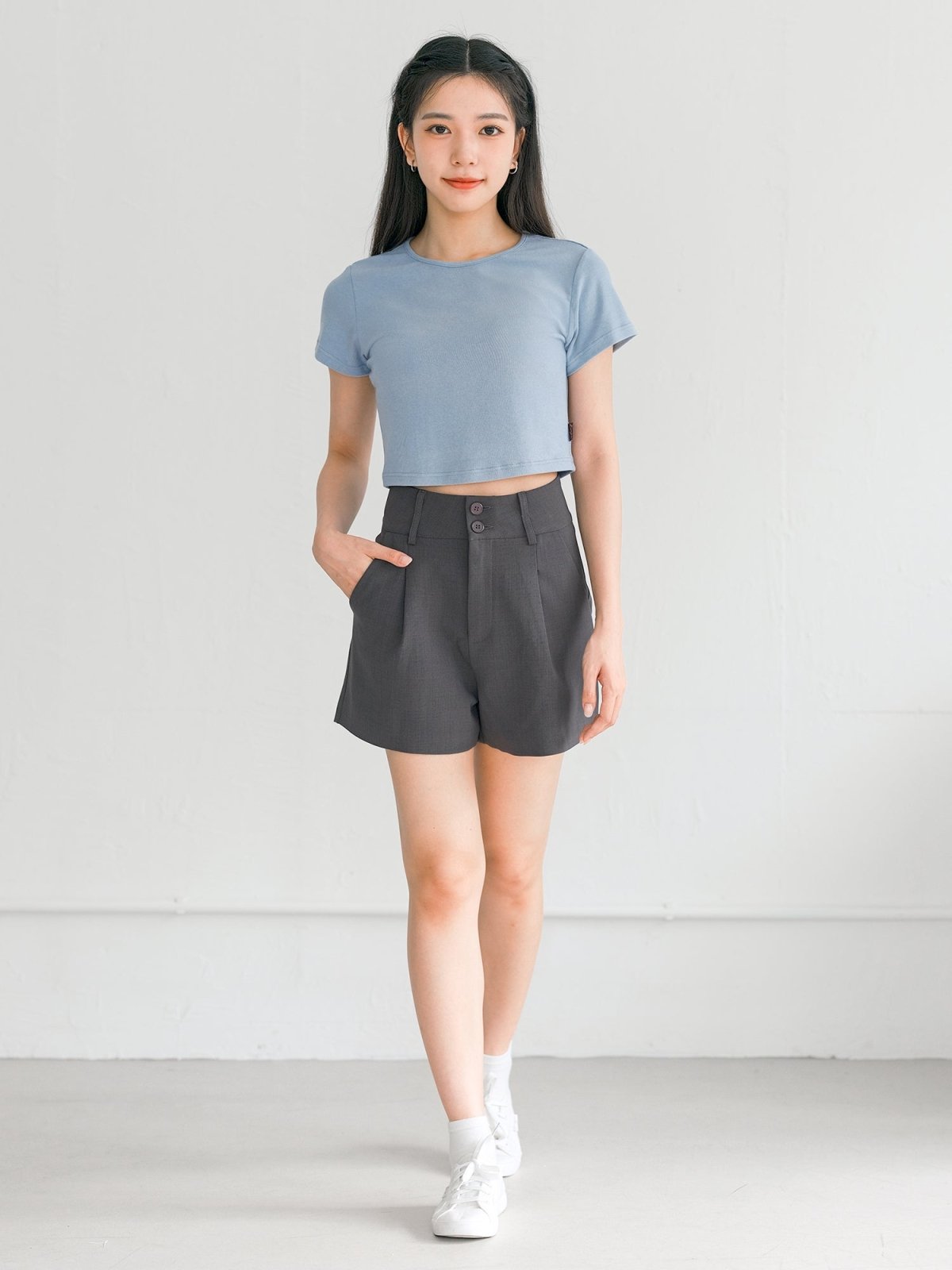 Everyday Stretchy Crop Tee (7 Colours) - DAG-DD0407-23BabyBlueS - Baby Blue - S - D'ZAGE Designs