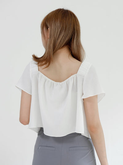 Gwen Chiffon Pleated Top - DAG-DD0826-23WhiteS - White - S - D'ZAGE Designs