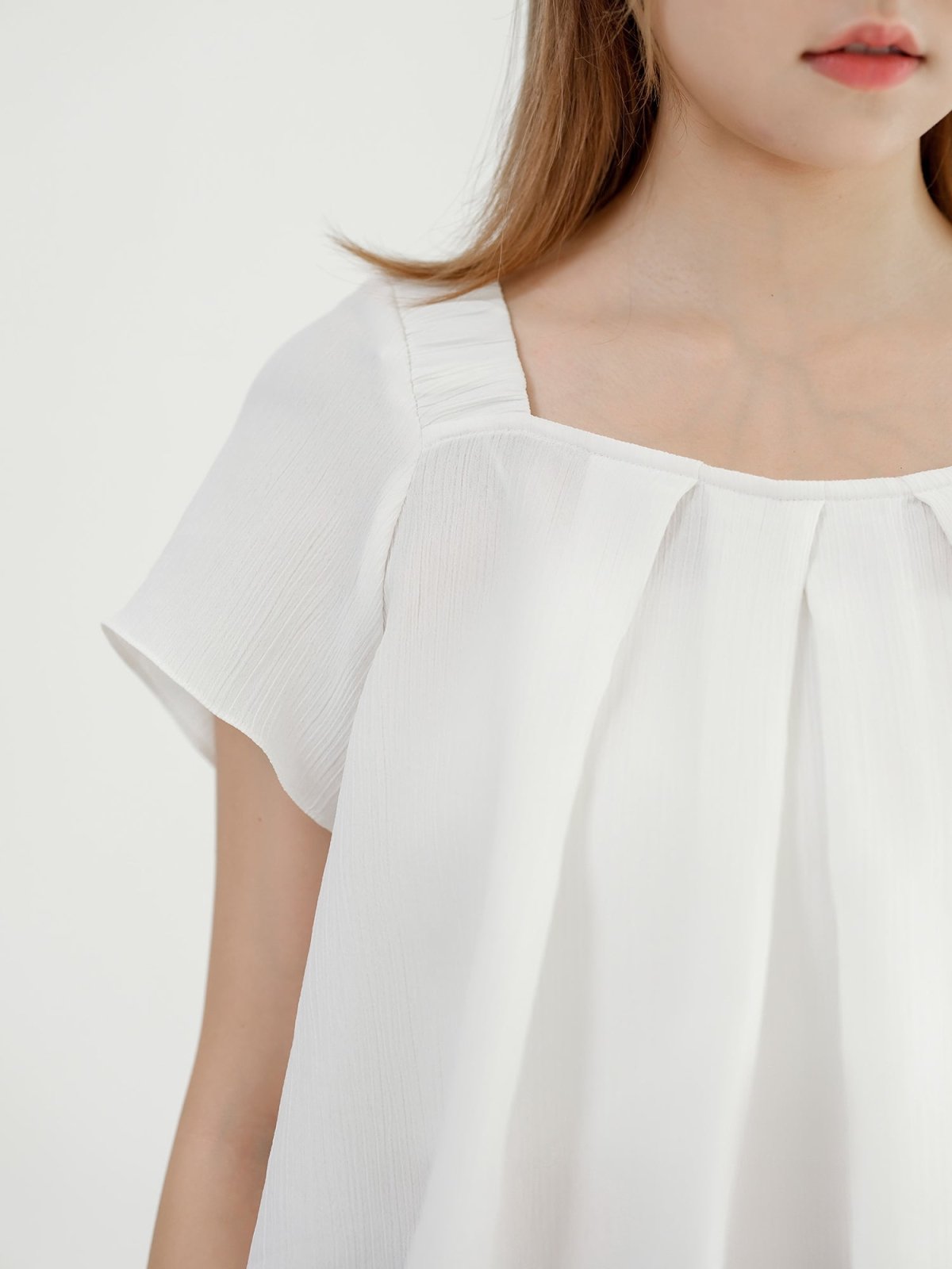 Gwen Chiffon Pleated Top - DAG-DD0826-23WhiteS - White - S - D'ZAGE Designs