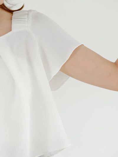 Gwen Chiffon Pleated Top - DAG-DD0826-23WhiteS - White - S - D'ZAGE Designs