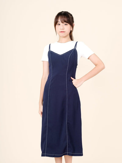 Self Tie Maxi Dress NAVY - DAG-DD8518-21NavyF - Navy Blue - F - D'ZAGE Designs