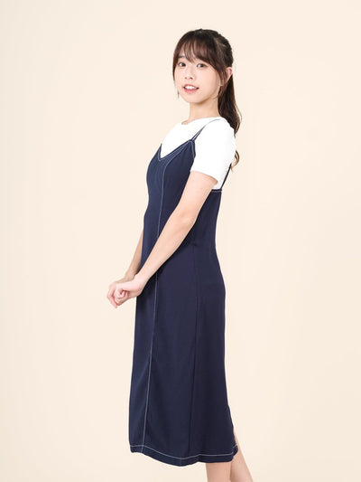 Self Tie Maxi Dress NAVY - DAG-DD8518-21NavyF - Navy Blue - F - D'ZAGE Designs