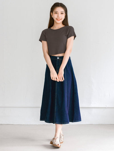Fiore Flare Hem Denim Skirt - DAG-G-220178NavyDenimS - Denim - S - D'ZAGE Designs