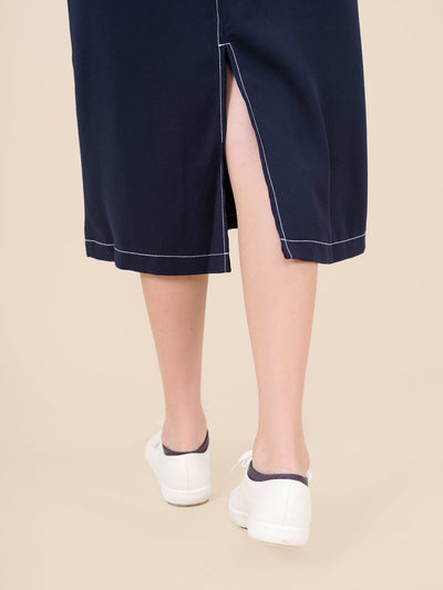 Self Tie Maxi Dress NAVY - DAG-DD8518-21NavyF - Navy Blue - F - D'ZAGE Designs