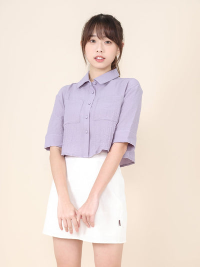 Patch Pocket Cropped Shirt DUSTY LILAC - DAG-DD8662-21DustyLilacS - Purple - S - D'ZAGE Designs
