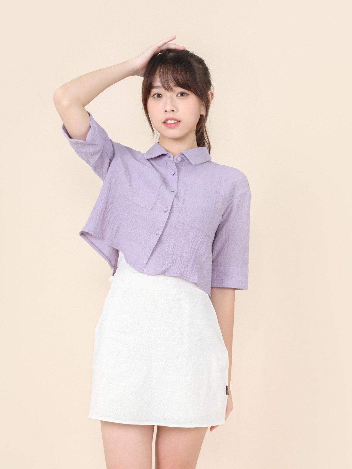 Patch Pocket Cropped Shirt DUSTY LILAC - DAG-DD8662-21DustyLilacS - Purple - S - D'ZAGE Designs