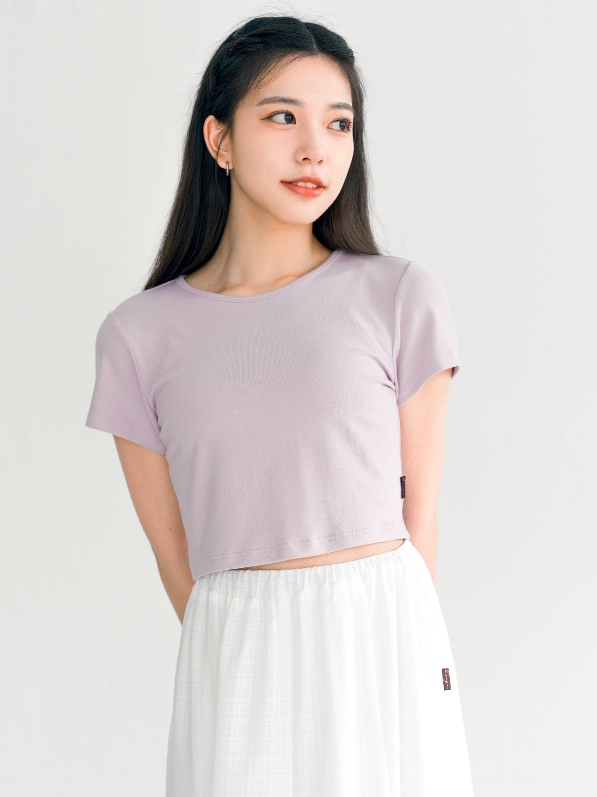 Everyday Stretchy Crop Tee (7 Colours) - DAG-DD0407-23AshPurpleS - Ash Purple - S - D'zage Designs