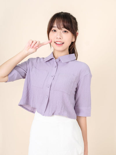 Patch Pocket Cropped Shirt DUSTY LILAC - DAG-DD8662-21DustyLilacS - Purple - S - D'ZAGE Designs