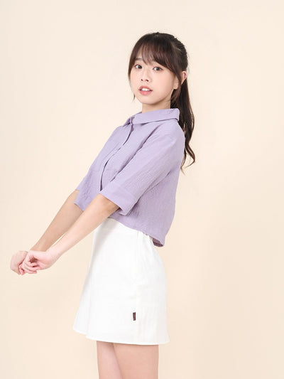 Patch Pocket Cropped Shirt DUSTY LILAC - DAG-DD8662-21DustyLilacS - Purple - S - D'ZAGE Designs