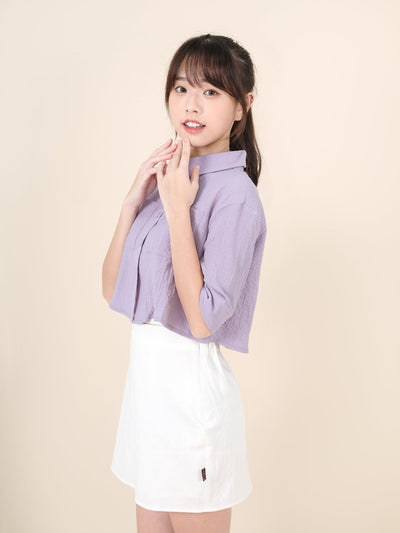 Patch Pocket Cropped Shirt DUSTY LILAC - DAG-DD8662-21DustyLilacS - Purple - S - D'ZAGE Designs