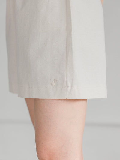 Hannah Elastic Cotton Shorts - DAG-G-220174IvoryF - Mochi Ivory - F - D'ZAGE Designs