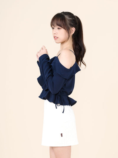 Cold Shoulder Blouse NAVY - DAG-DD7837-21NavyS - Navy Blue - S - D'ZAGE Designs