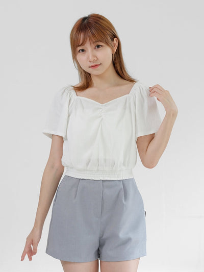 Hope Front Gather Detail Top - DAG-DD0822-23IvoryS - Ivory - S - D'ZAGE Designs