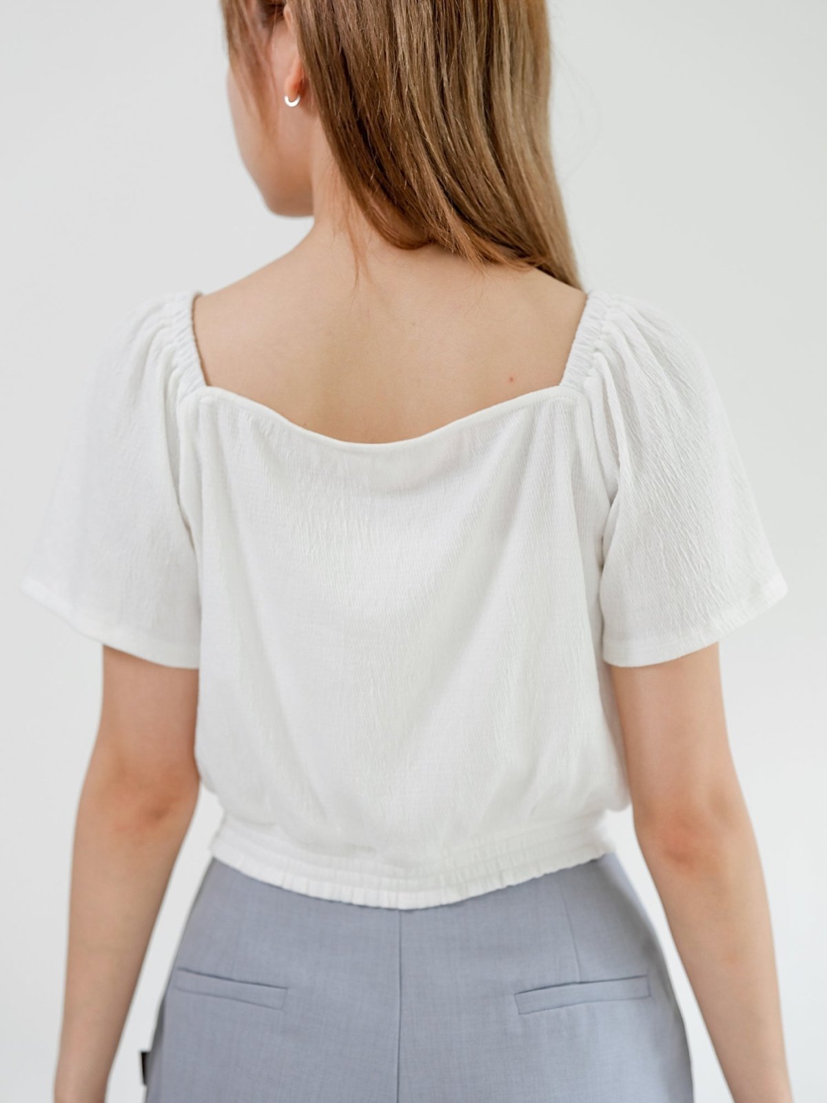 Hope Front Gather Detail Top - DAG-DD0822-23IvoryS - Ivory - S - D'ZAGE Designs