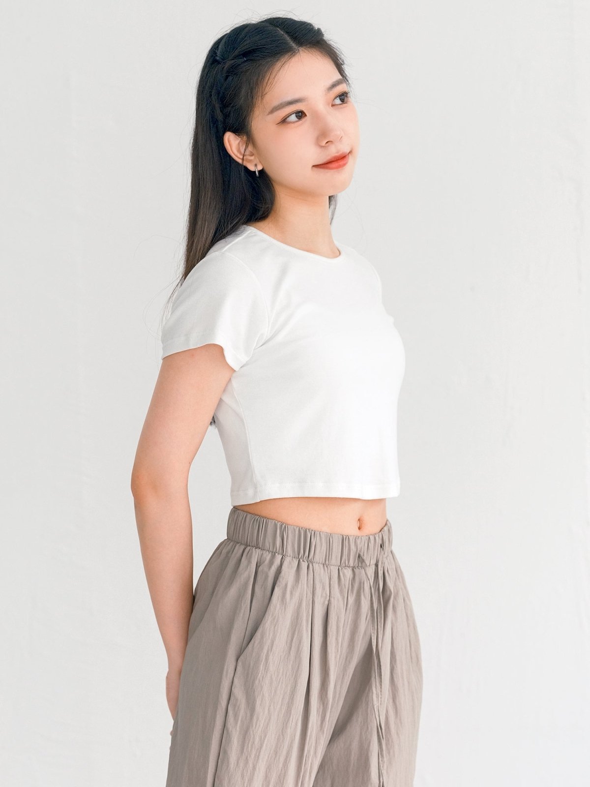 Everyday Stretchy Crop Tee (7 Colours) - DAG-DD0407-23WhiteS - White - S - D'zage Designs