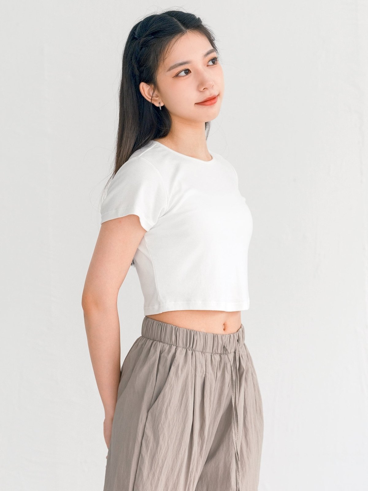 Everyday Stretchy Crop Tee (7 Colours) - DAG-DD0407-23WhiteS - White - S - D'ZAGE Designs