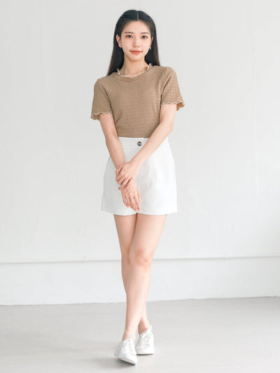 Terese Buttoned Pleated Shorts - DAG-G-220136WhiteS - Marshmallow White - S - D'ZAGE Designs
