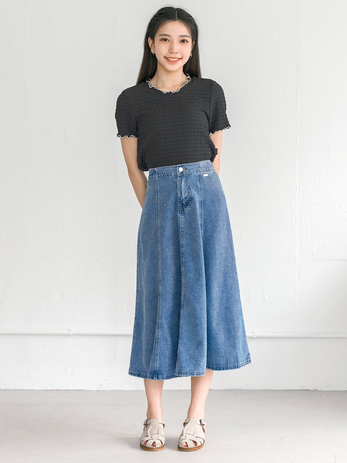 Fiore Flare Hem Denim Skirt - DAG-G-220178LightDenimS - Light Denim - S - D'ZAGE Designs