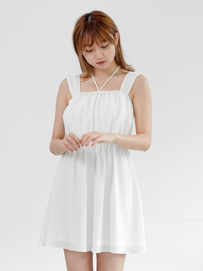 Juliet Halterneck Mini Dress - DAG-DD0836-23WhiteS - White - S - D'ZAGE Designs